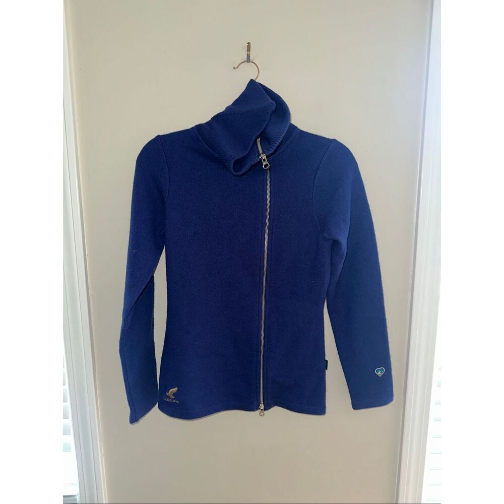 Kuhl Jacket Womens XS Blue Asymmetrical Zip Merino Wool Full Zip